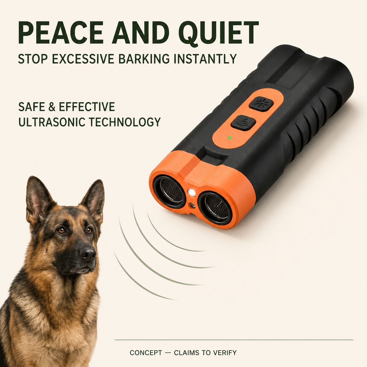 QuietPaw™ Ultrasonic Bark Trainer — Handheld, No Shock, No Spray