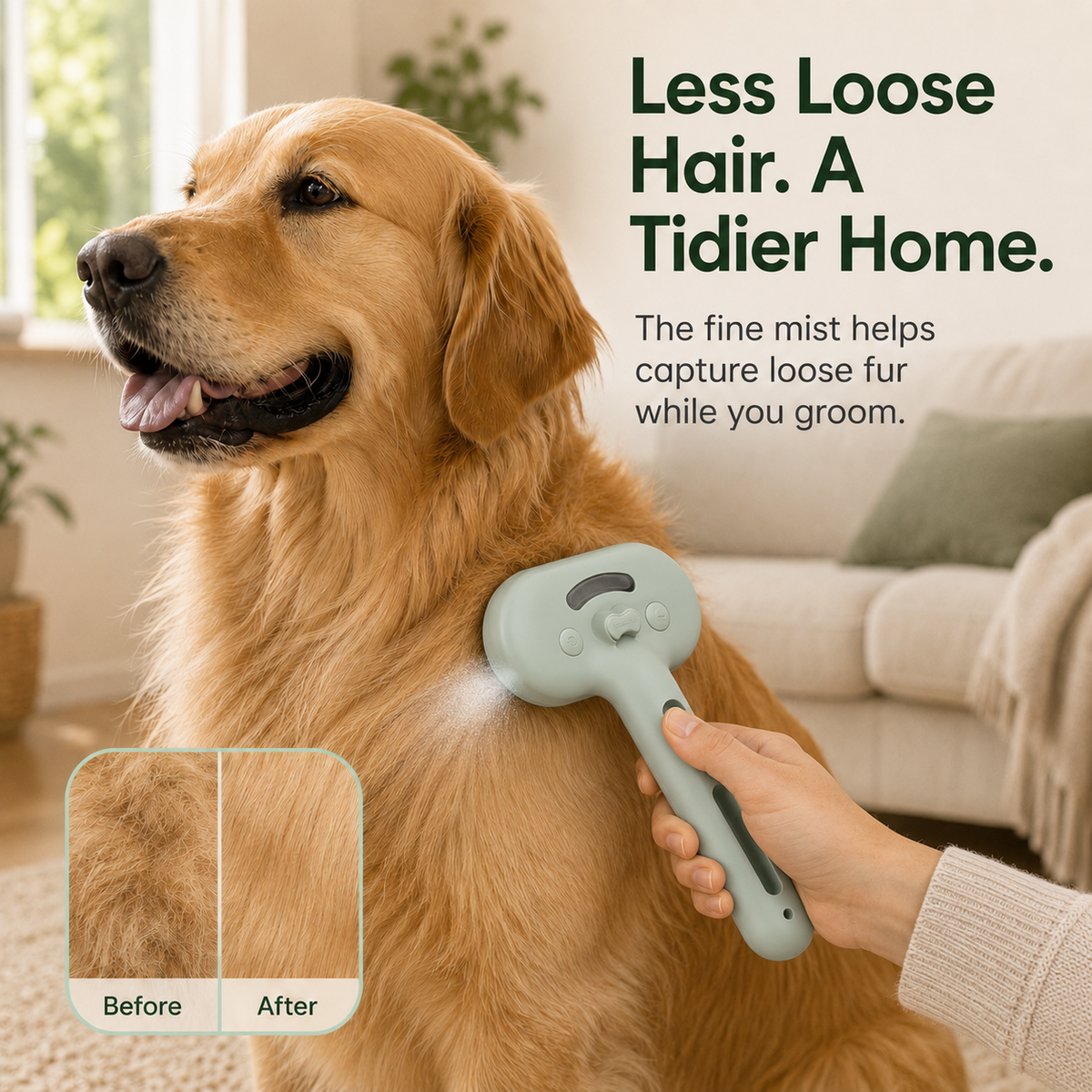 Self Cleaning Misting Brush for Dogs and Cats