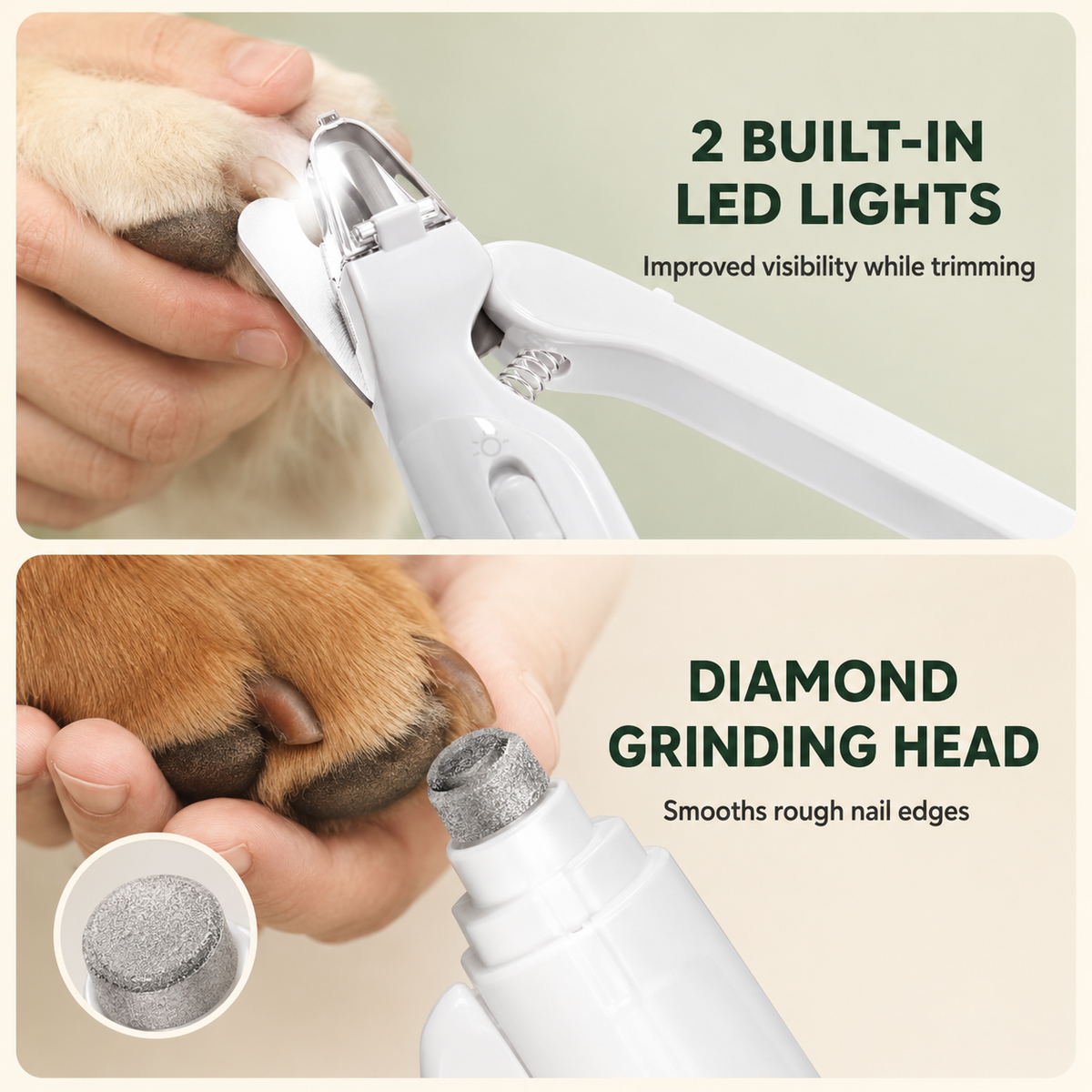 2-in-1 Dog & Cat Nail Clipper & Grinder with LED Light